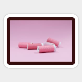 Pink pastel sewing threads on a pink background Sticker